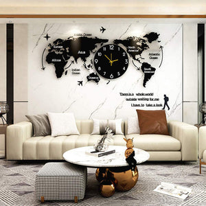 Luxury 3D Wooden World Map Wall Clock | Stylish Wall Decor