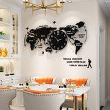 Luxury 3D Wooden World Map Wall Clock | Stylish Wall Decor