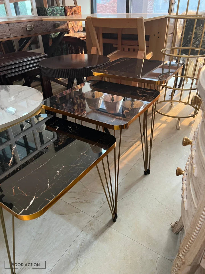 Square Black Glory nesting table set of 3