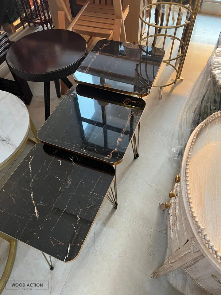 Square Black Glory nesting table set of 3